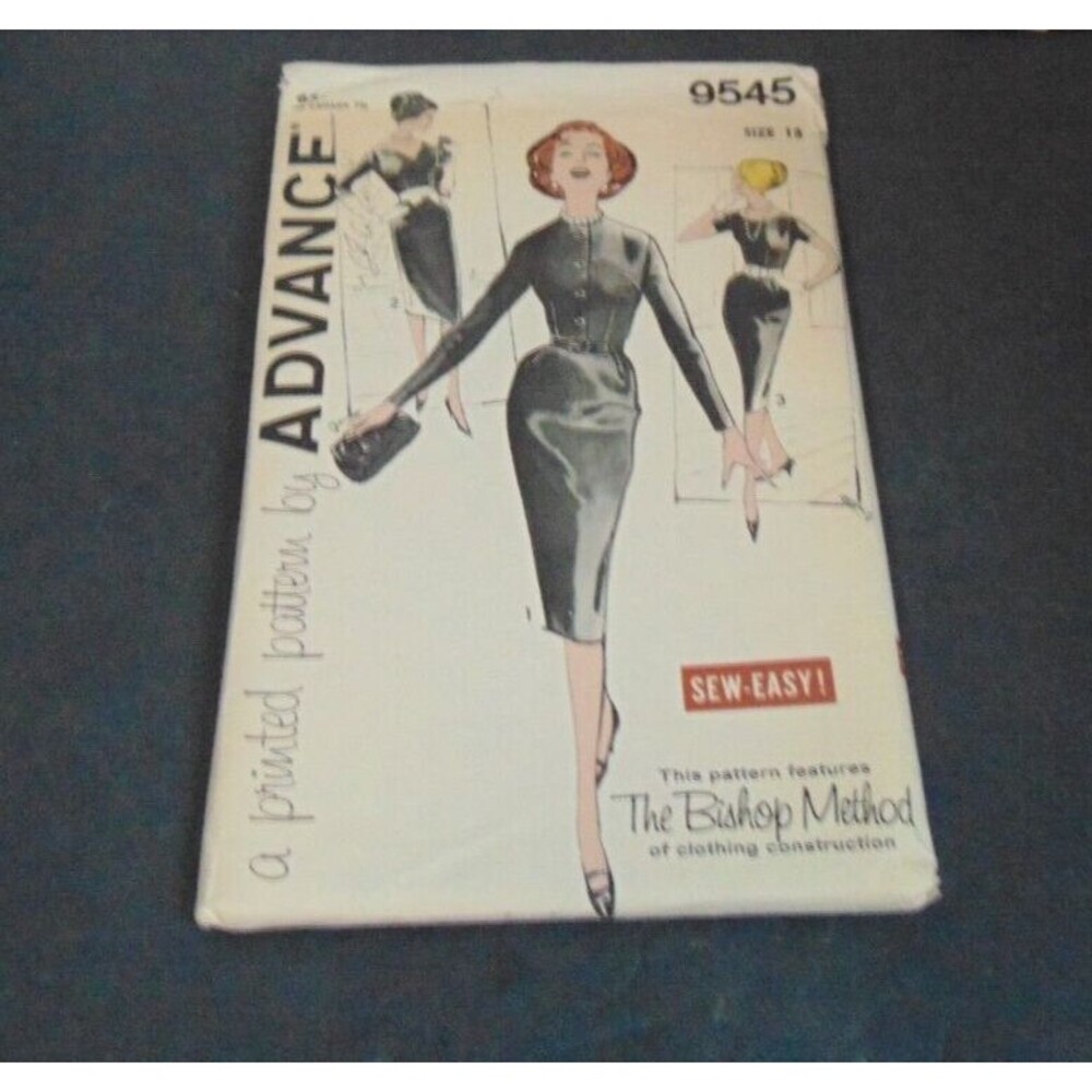 VTG Advanced 9545 Pattern BISHOP METHOD Sew-Easy! PENCIL SHEATH DRESS  Misses 18